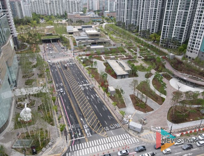 대유평공원 1단계 구간과 2단계 구간이 이어지는 부분 전경