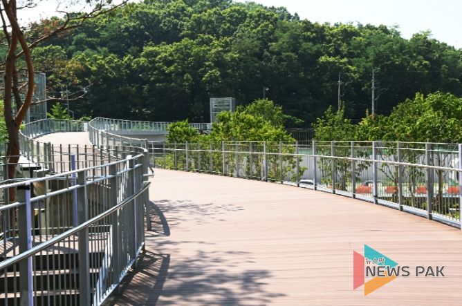 숙지산과 대유평공원을 이어주는 보행육교.