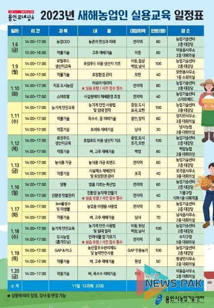 새해농업인 실용교육 포스터