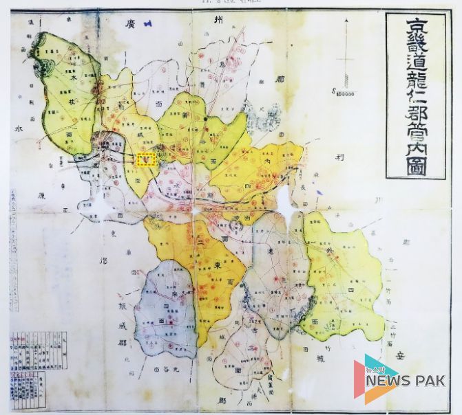 옛 용인읍 관내도(표기된 곳이 수어선 어정역 위치)