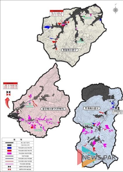 용인특례시 추계·동림·용인(주북리)처리구역 하수관로 정비사업 위치도