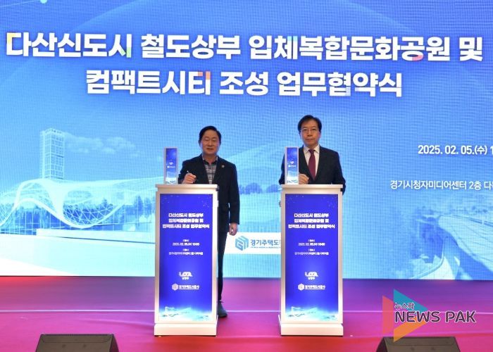 협약식 사진(좌측부터 주광덕 남양주 시장, GH 김세용 사장)