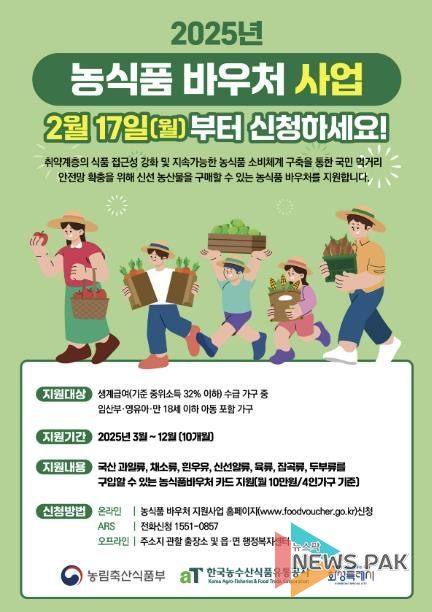 화성특례시, ‘2025년 농식품 바우처 지원사업’ 신청 접수