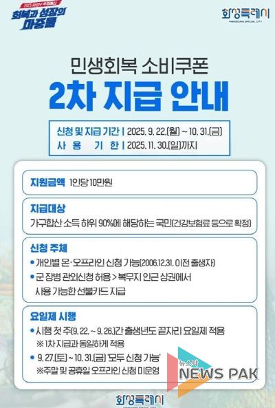 화성특례시 민생회복 소비쿠폰 2차 지급 안내