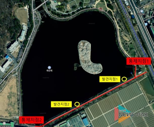 AI 확진된 큰기러기 폐사체 발견 지점.