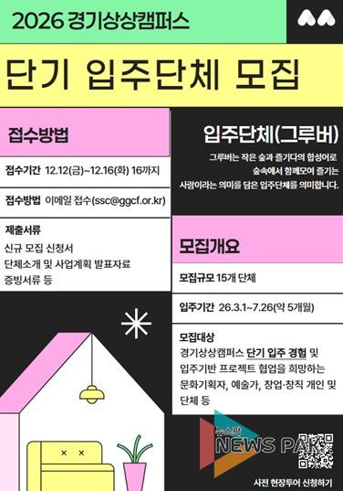 2025년 경기상상캠퍼스 단기입주단체 모집 포스터
