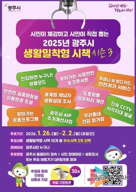 광주시, ‘2025년 생활밀착형 우수 시책’ 시민 온라인 투표 실시