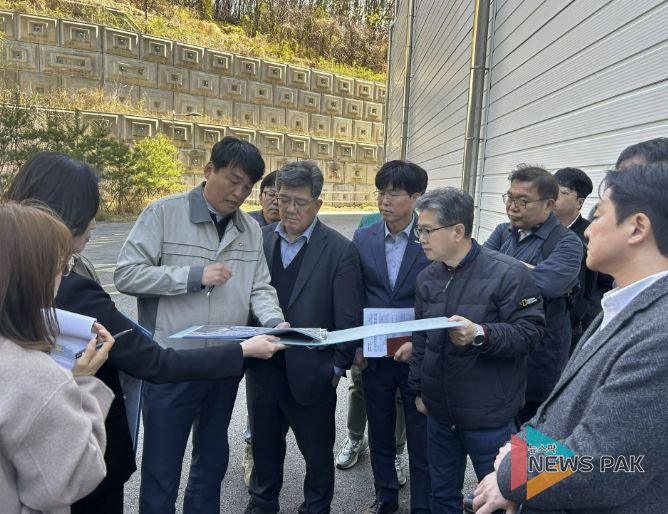 용인특례시 처인구가 용인테크노밸리 일반산업단지 내 녹지 옹벽을 점검했다.